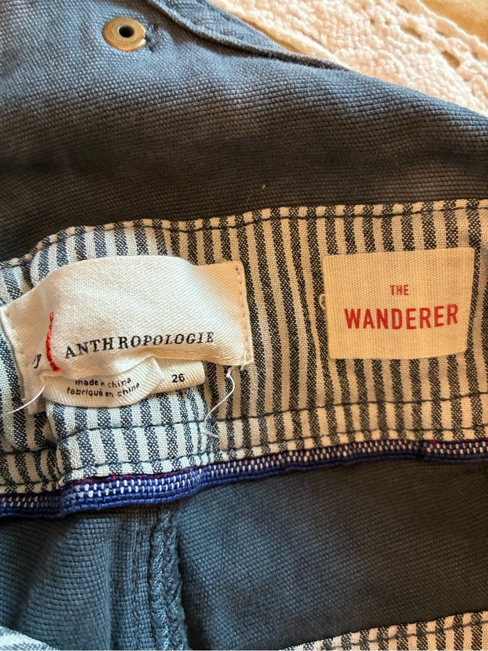 Anthropologie The Wanderer Blue Gray Striped Waistband Pants - Picture 6 of 6